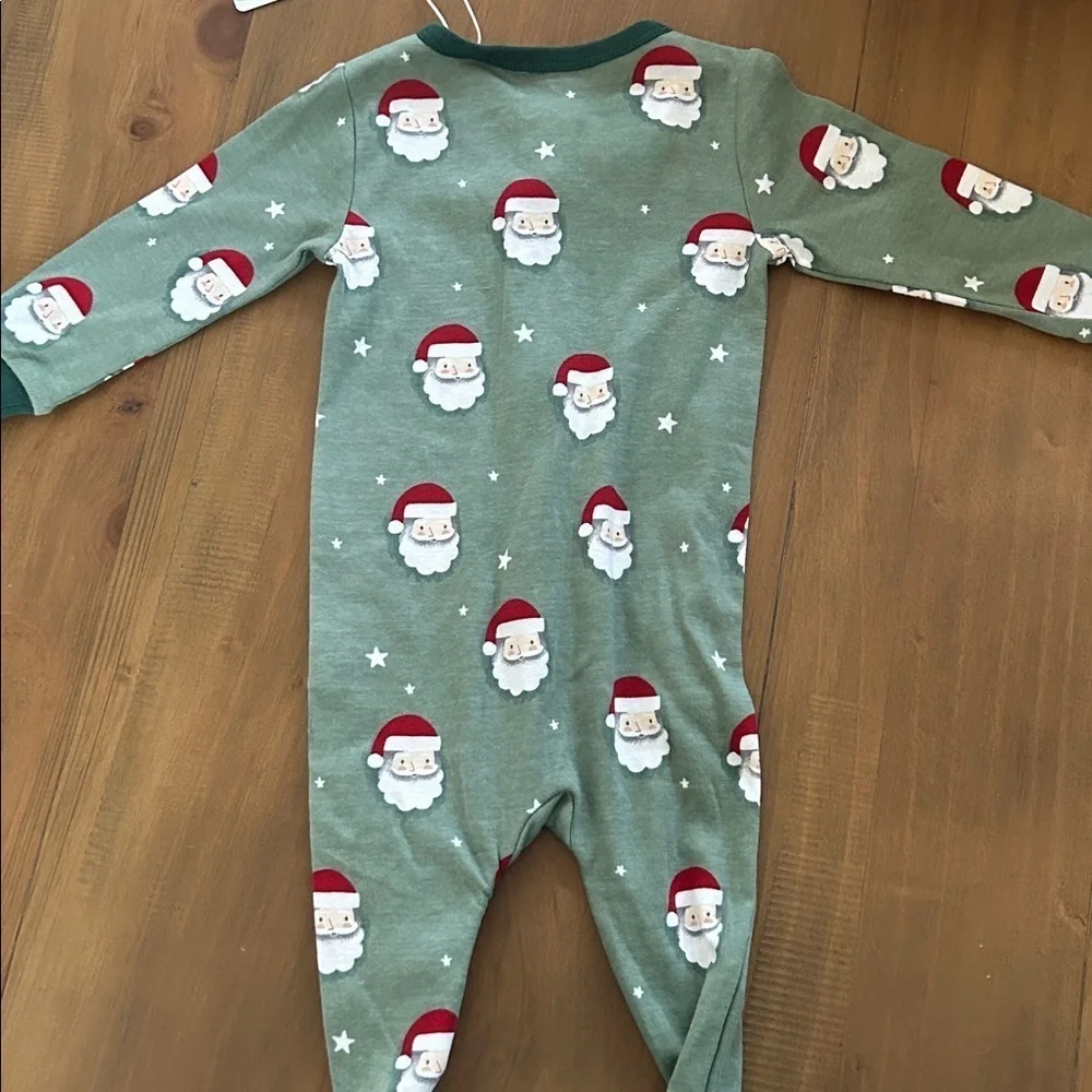 NWT Christmas Petit Lem Festive Green Santa Onesie